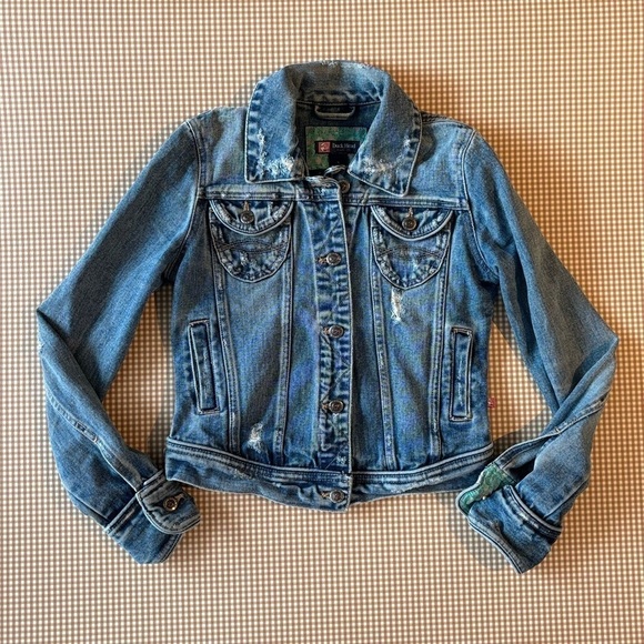 Duck Head women’s Jean Jacket trucker distressed denim. Size Small.Pockets - Picture 1 of 11